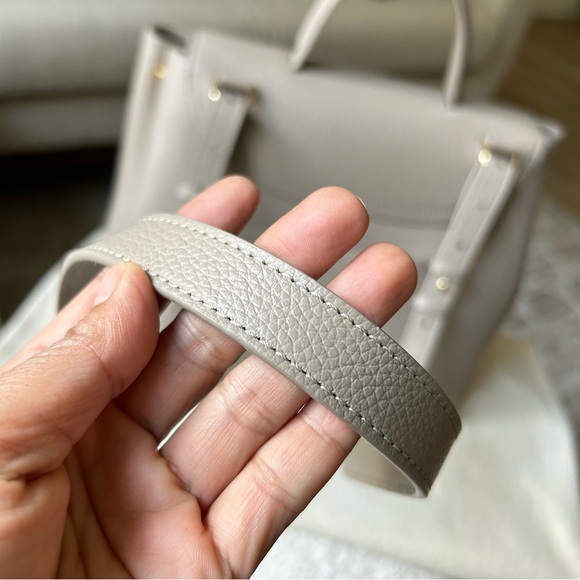 Polene Numero Un, Textured Grey Top Handle Crossbody Bag Leather Stylish… - Picture 4 of 12